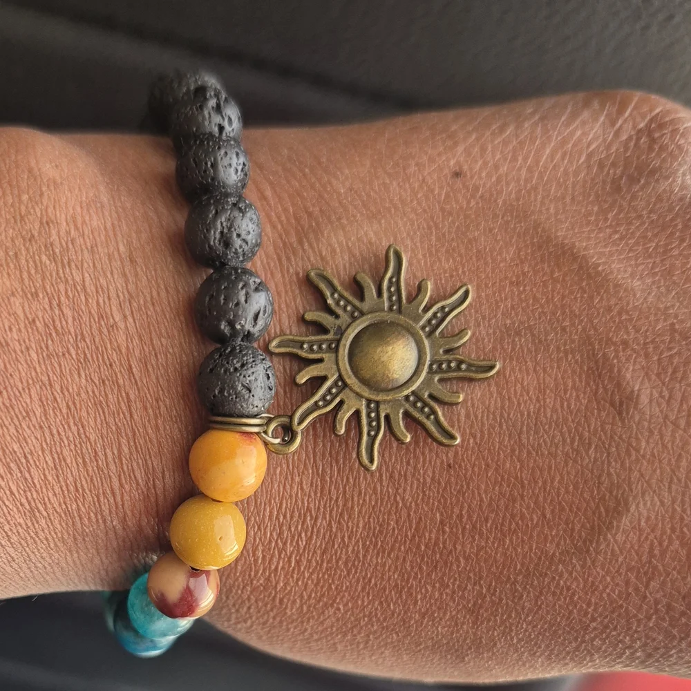 Dark/Sunny Days Black Lava Handmade Braclet! - Picture 2 of 10